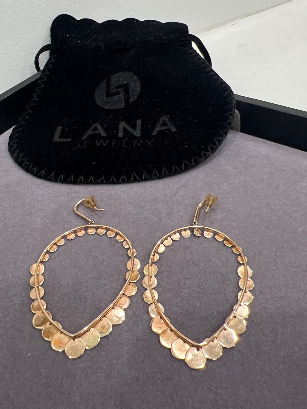 Lana Gold Teardrop Disc Hoop Earrings - Picture 5 of 6